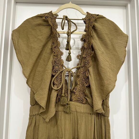 Free People Bali Rolling Dunes Jumpsuit in Green Size Medium - Picture 7 of 9